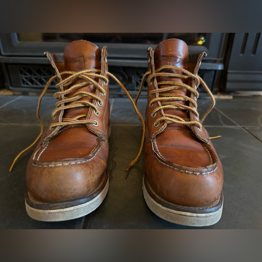 Used Red Wing Heritage 875 Classic Moc 6-inch boots.